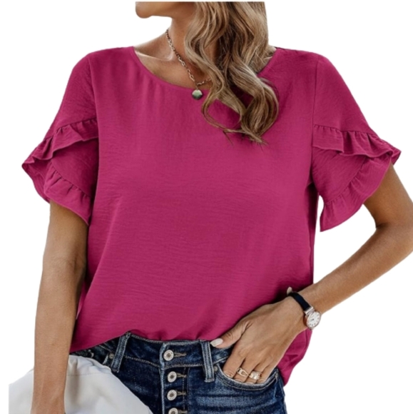 PrettyGarden Tops - PrettyGarden Fashion Rose-red blouse. NWT